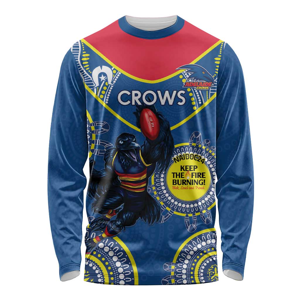 Custom AFL Crows NAIDOC Week Long Sleeve Shirt Keep The Fire Burning Indigenous Art