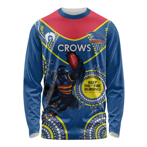 Custom AFL Crows NAIDOC Week Long Sleeve Shirt Keep The Fire Burning Indigenous Art