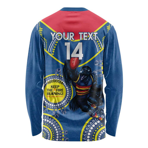 Custom AFL Crows NAIDOC Week Long Sleeve Shirt Keep The Fire Burning Indigenous Art