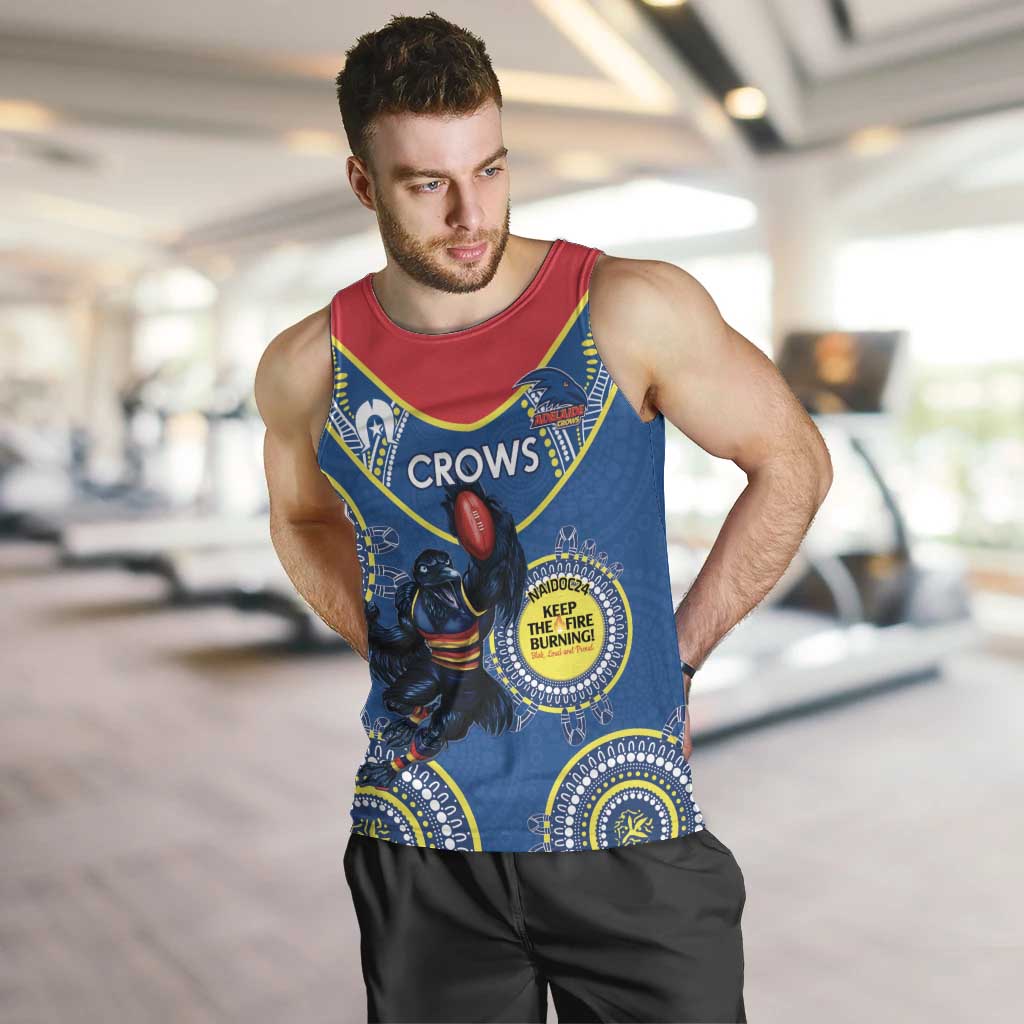 Custom AFL Crows NAIDOC Week Men Tank Top Keep The Fire Burning Indigenous Art