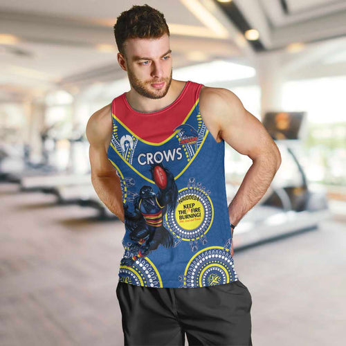 Custom AFL Crows NAIDOC Week Men Tank Top Keep The Fire Burning Indigenous Art