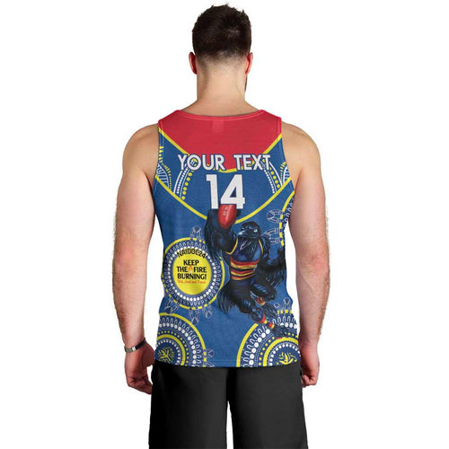 Custom AFL Crows NAIDOC Week Men Tank Top Keep The Fire Burning Indigenous Art
