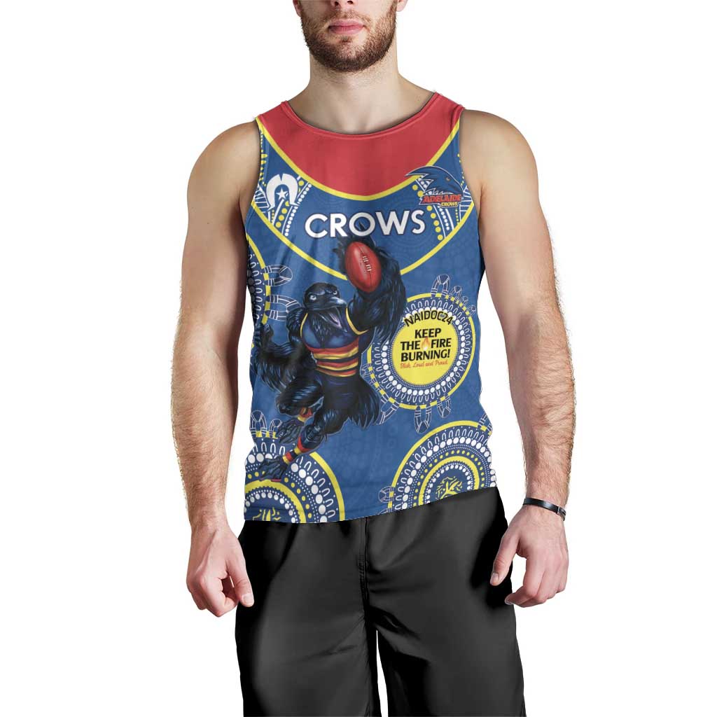 Custom AFL Crows NAIDOC Week Men Tank Top Keep The Fire Burning Indigenous Art