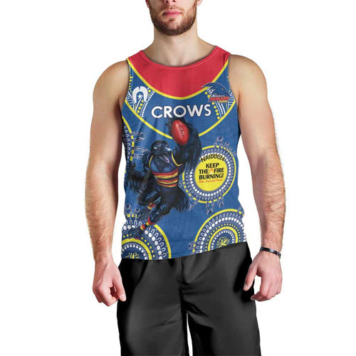 Custom AFL Crows NAIDOC Week Men Tank Top Keep The Fire Burning Indigenous Art