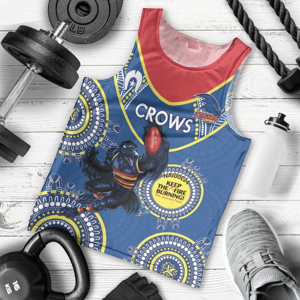 Custom AFL Crows NAIDOC Week Men Tank Top Keep The Fire Burning Indigenous Art