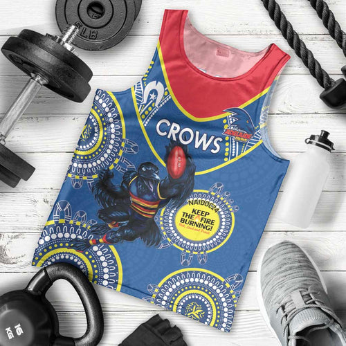 Custom AFL Crows NAIDOC Week Men Tank Top Keep The Fire Burning Indigenous Art
