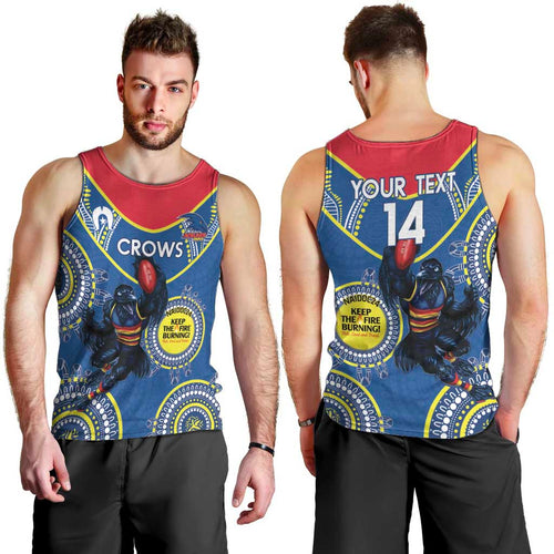 Custom AFL Crows NAIDOC Week Men Tank Top Keep The Fire Burning Indigenous Art