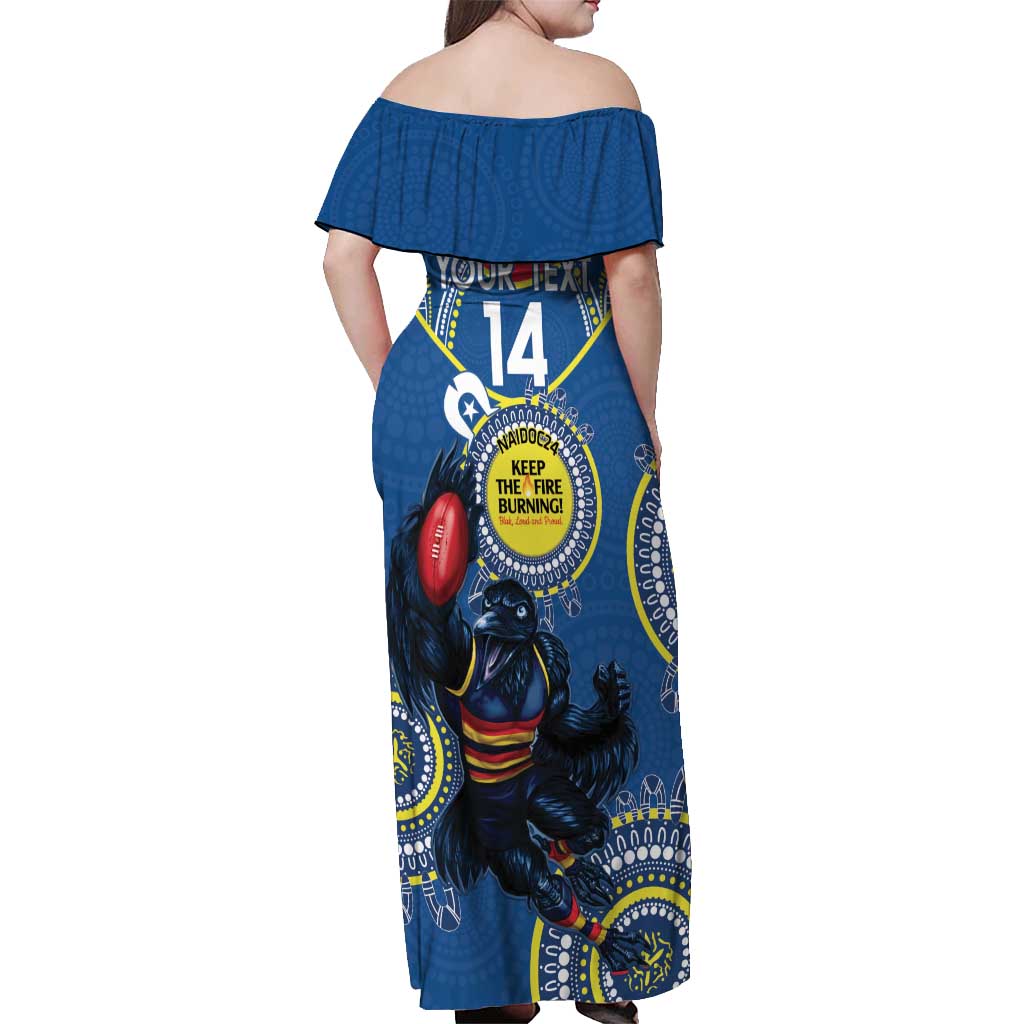 Custom AFL Crows NAIDOC Week Off Shoulder Maxi Dress Keep The Fire Burning Indigenous Art