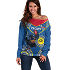 Custom AFL Crows NAIDOC Week Off Shoulder Sweater Keep The Fire Burning Indigenous Art