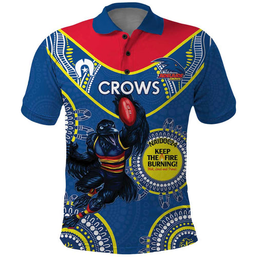 Custom AFL Crows NAIDOC Week Polo Shirt Keep The Fire Burning Indigenous Art