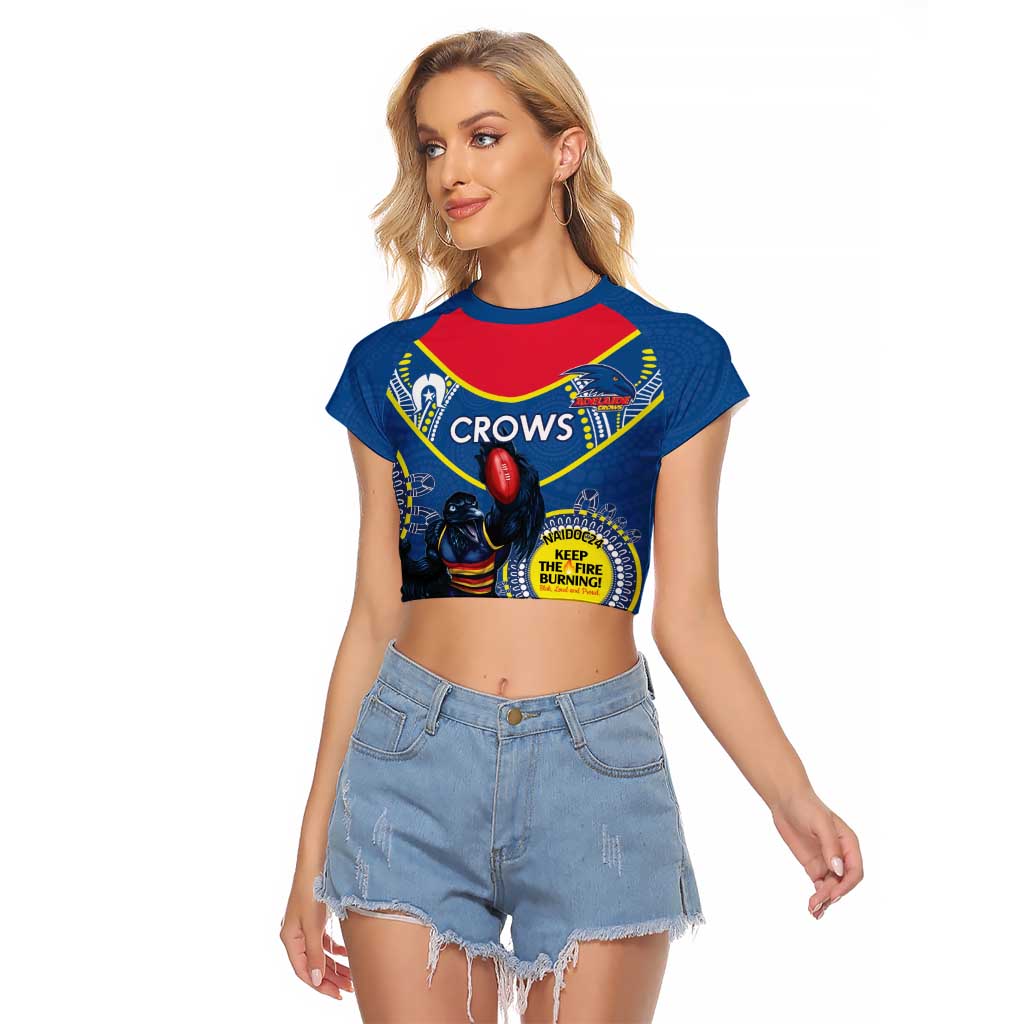 Custom AFL Crows NAIDOC Week Raglan Cropped T Shirt Keep The Fire Burning Indigenous Art