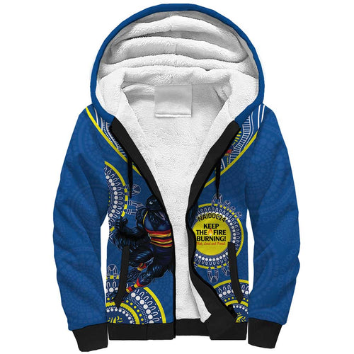 Custom AFL Crows NAIDOC Week Sherpa Hoodie Keep The Fire Burning Indigenous Art