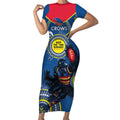 Custom AFL Crows NAIDOC Week Short Sleeve Bodycon Dress Keep The Fire Burning Indigenous Art