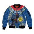 Custom AFL Crows NAIDOC Week Sleeve Zip Bomber Jacket Keep The Fire Burning Indigenous Art