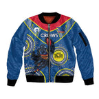 Custom AFL Crows NAIDOC Week Sleeve Zip Bomber Jacket Keep The Fire Burning Indigenous Art