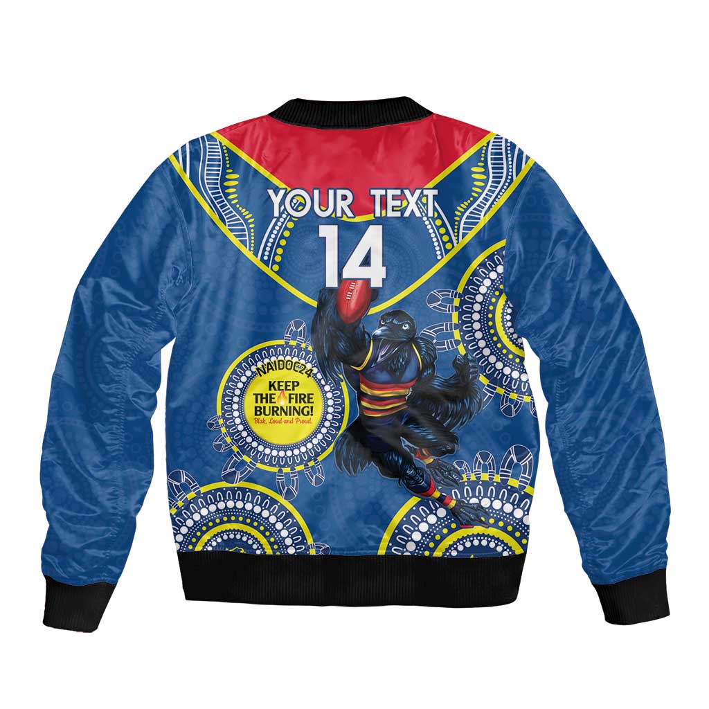 Custom AFL Crows NAIDOC Week Sleeve Zip Bomber Jacket Keep The Fire Burning Indigenous Art