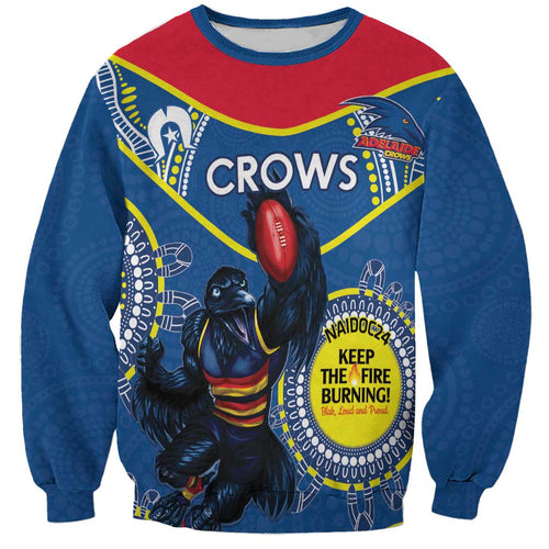 Custom AFL Crows NAIDOC Week Sweatshirt Keep The Fire Burning Indigenous Art