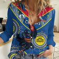 Custom AFL Crows NAIDOC Week Women Casual Shirt Keep The Fire Burning Indigenous Art