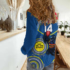 Custom AFL Crows NAIDOC Week Women Casual Shirt Keep The Fire Burning Indigenous Art