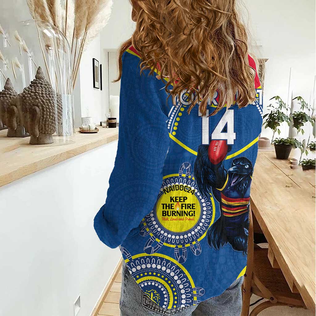 Custom AFL Crows NAIDOC Week Women Casual Shirt Keep The Fire Burning Indigenous Art
