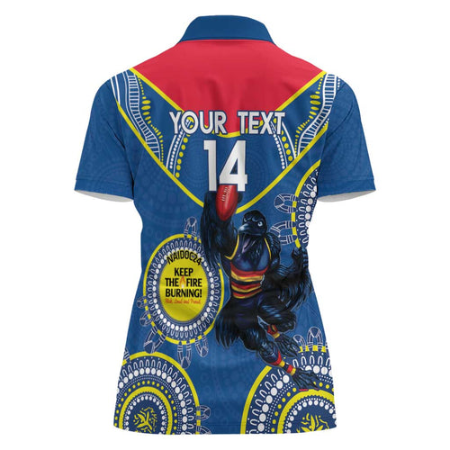 Custom AFL Crows NAIDOC Week Women Polo Shirt Keep The Fire Burning Indigenous Art