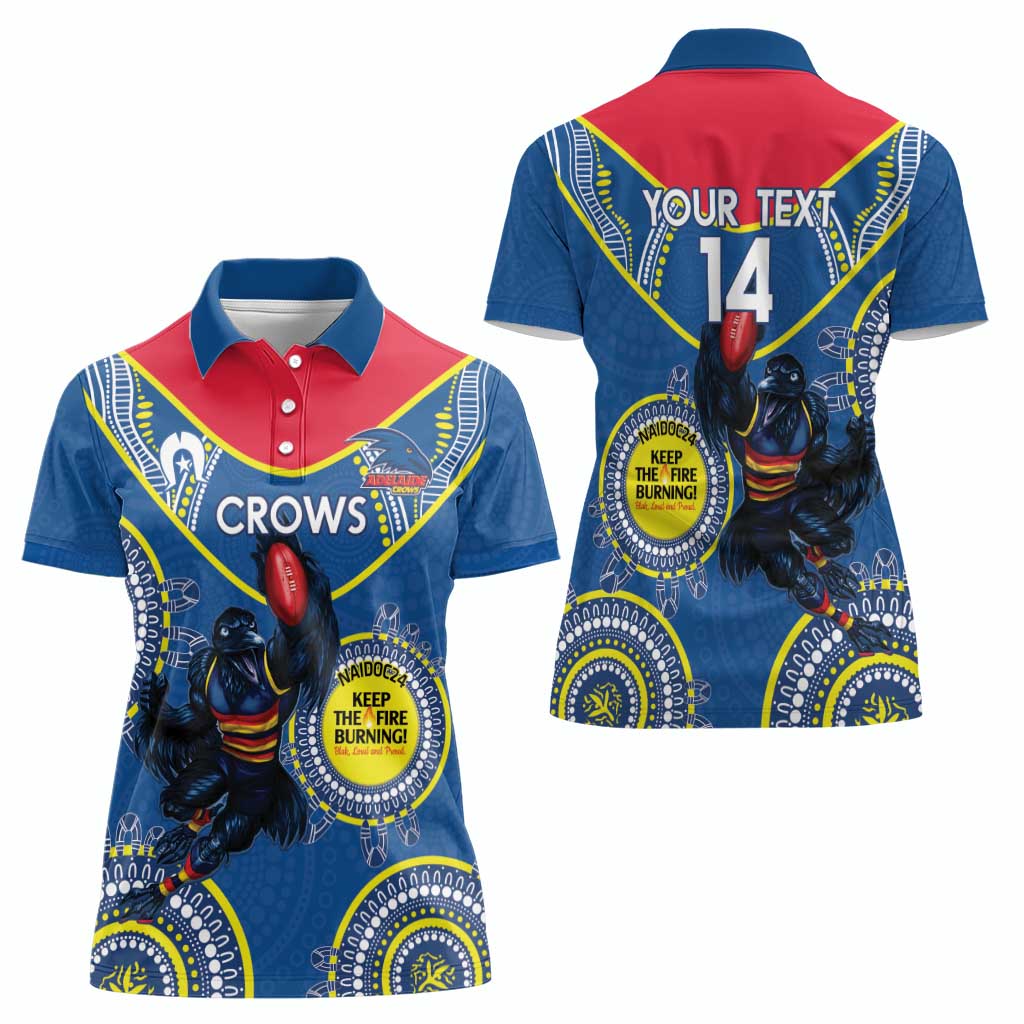 Custom AFL Crows NAIDOC Week Women Polo Shirt Keep The Fire Burning Indigenous Art