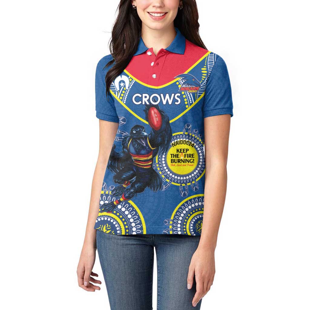 Custom AFL Crows NAIDOC Week Women Polo Shirt Keep The Fire Burning Indigenous Art