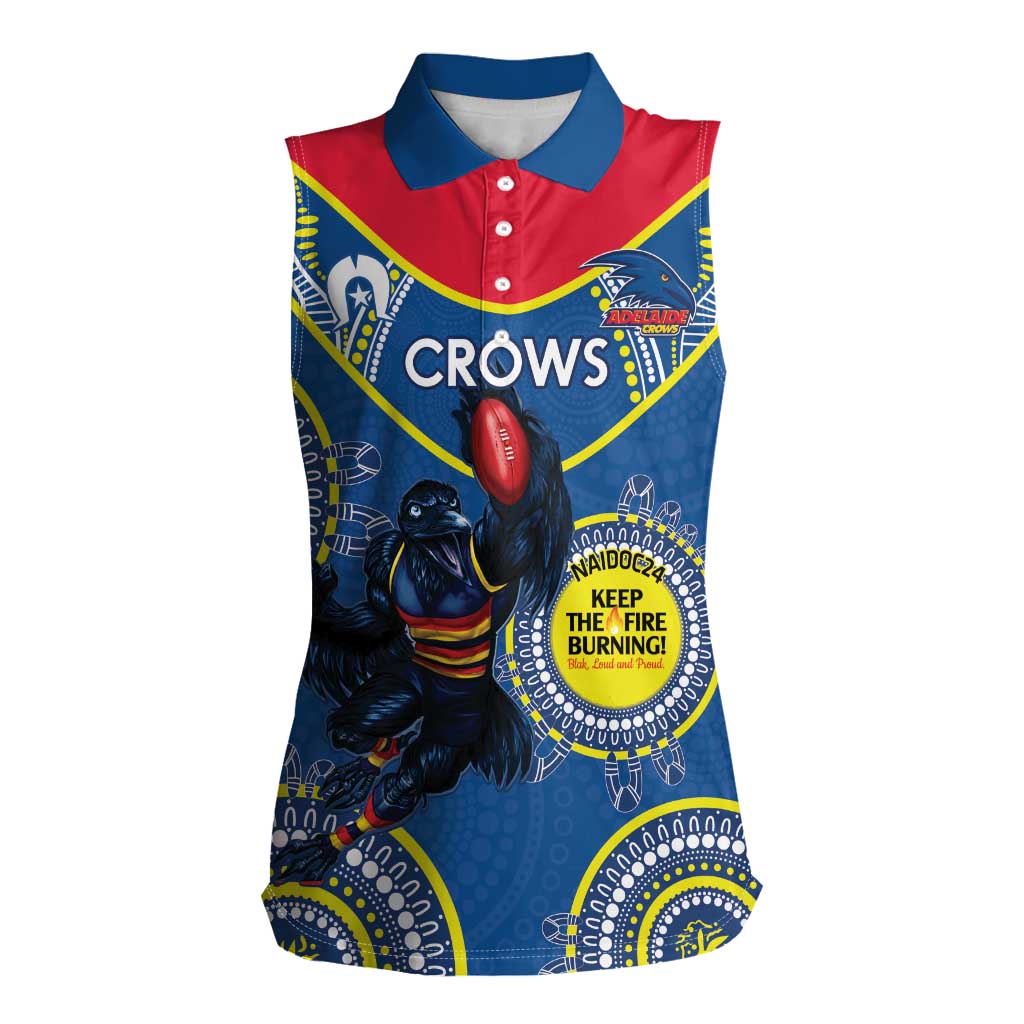 Custom AFL Crows NAIDOC Week Women Sleeveless Polo Shirt Keep The Fire Burning Indigenous Art