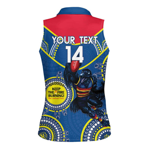 Custom AFL Crows NAIDOC Week Women Sleeveless Polo Shirt Keep The Fire Burning Indigenous Art