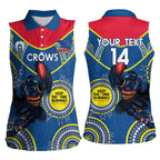 Custom AFL Crows NAIDOC Week Women Sleeveless Polo Shirt Keep The Fire Burning Indigenous Art