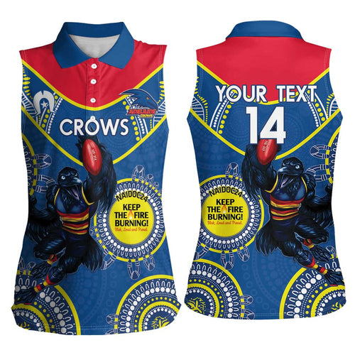 Custom AFL Crows NAIDOC Week Women Sleeveless Polo Shirt Keep The Fire Burning Indigenous Art