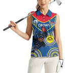 Custom AFL Crows NAIDOC Week Women Sleeveless Polo Shirt Keep The Fire Burning Indigenous Art