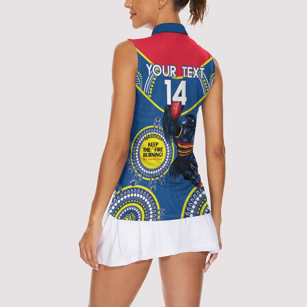 Custom AFL Crows NAIDOC Week Women Sleeveless Polo Shirt Keep The Fire Burning Indigenous Art