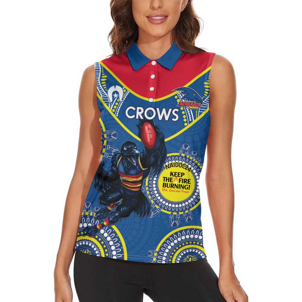 Custom AFL Crows NAIDOC Week Women Sleeveless Polo Shirt Keep The Fire Burning Indigenous Art