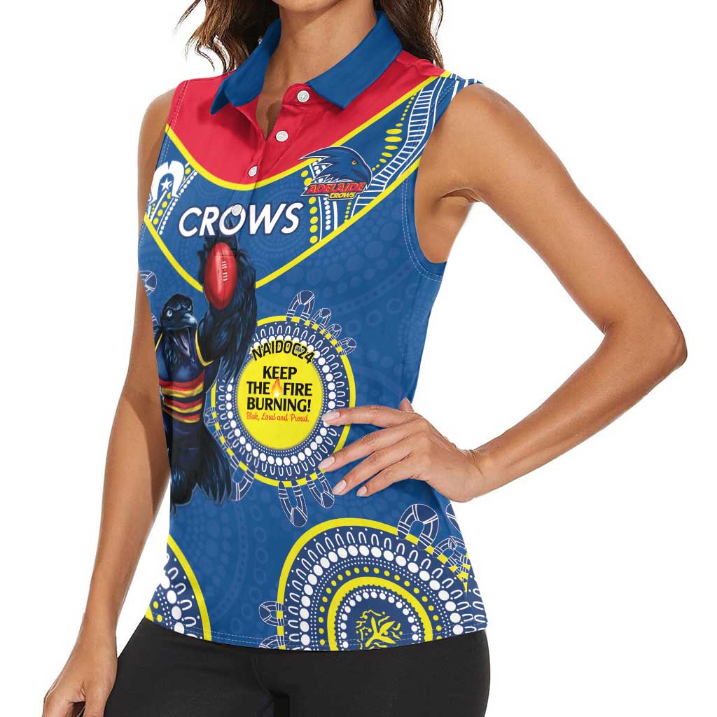 Custom AFL Crows NAIDOC Week Women Sleeveless Polo Shirt Keep The Fire Burning Indigenous Art