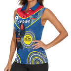 Custom AFL Crows NAIDOC Week Women Sleeveless Polo Shirt Keep The Fire Burning Indigenous Art