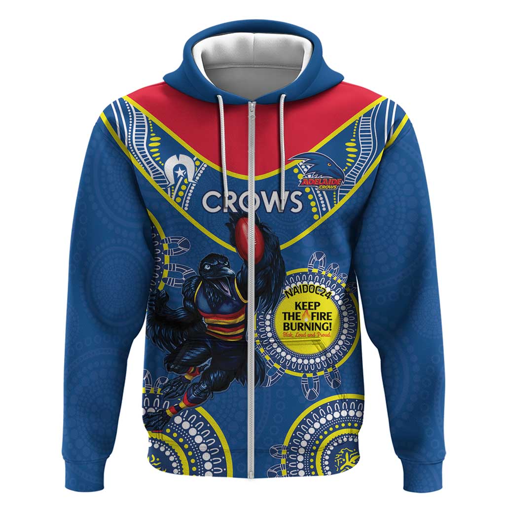 Custom AFL Crows NAIDOC Week Zip Hoodie Keep The Fire Burning Indigenous Art