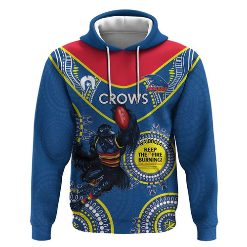 Custom AFL Crows NAIDOC Week Zip Hoodie Keep The Fire Burning Indigenous Art