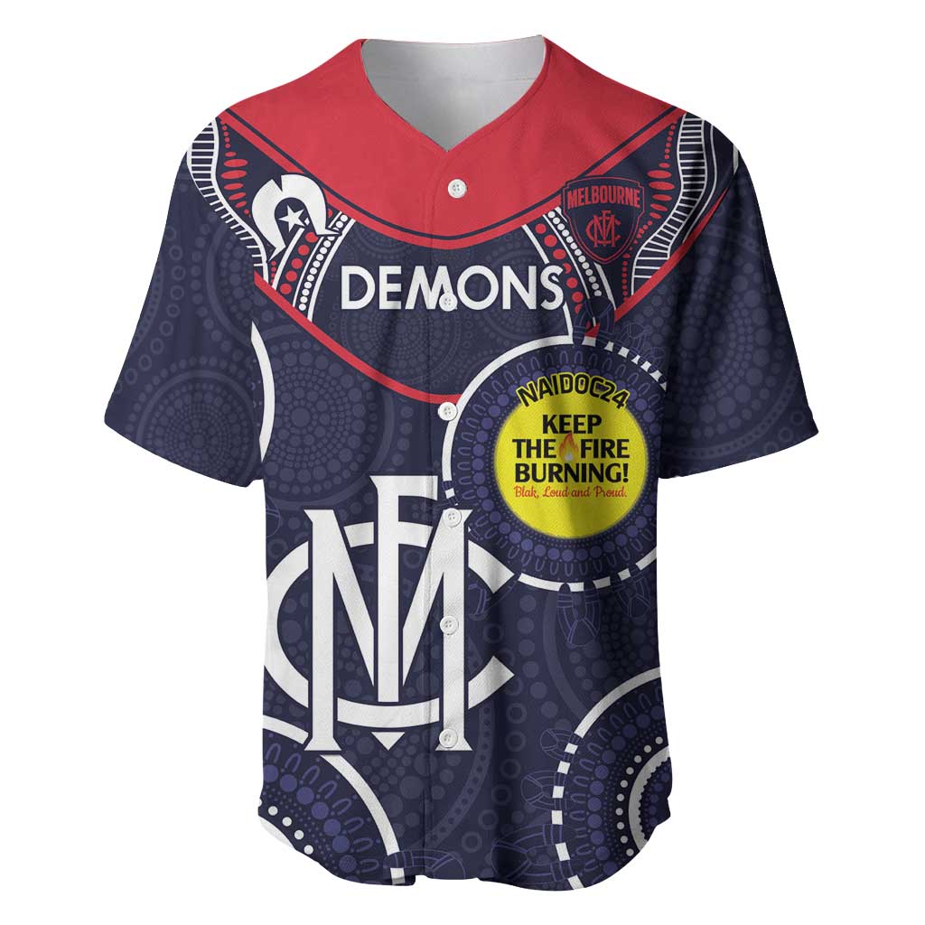 Custom AFL Demons NAIDOC Week Baseball Jersey Keep The Fire Burning Indigenous Art