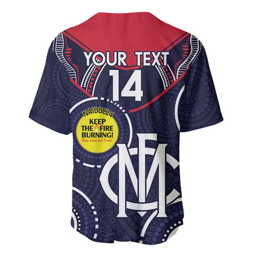 Custom AFL Demons NAIDOC Week Baseball Jersey Keep The Fire Burning Indigenous Art