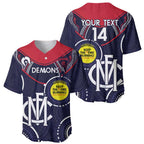 Custom AFL Demons NAIDOC Week Baseball Jersey Keep The Fire Burning Indigenous Art