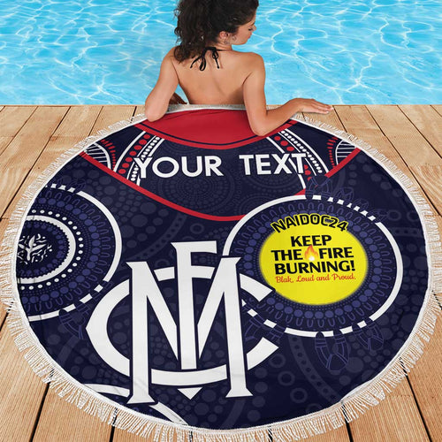 Custom AFL Demons NAIDOC Week Beach Blanket Keep The Fire Burning Indigenous Art