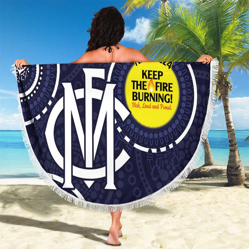 Custom AFL Demons NAIDOC Week Beach Blanket Keep The Fire Burning Indigenous Art