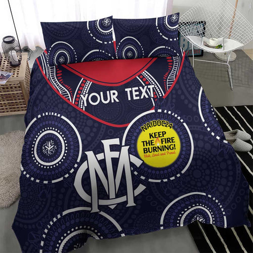 Custom AFL Demons NAIDOC Week Bedding Set Keep The Fire Burning Indigenous Art