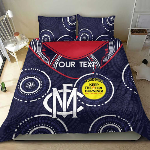 Custom AFL Demons NAIDOC Week Bedding Set Keep The Fire Burning Indigenous Art