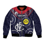 Custom AFL Demons NAIDOC Week Bomber Jacket Keep The Fire Burning Indigenous Art