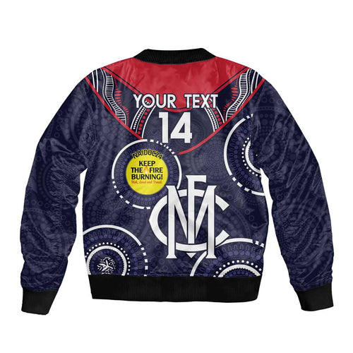 Custom AFL Demons NAIDOC Week Bomber Jacket Keep The Fire Burning Indigenous Art