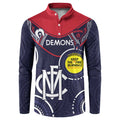 Custom AFL Demons NAIDOC Week Button Sweatshirt Keep The Fire Burning Indigenous Art