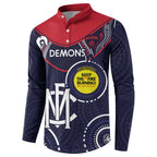 Custom AFL Demons NAIDOC Week Button Sweatshirt Keep The Fire Burning Indigenous Art