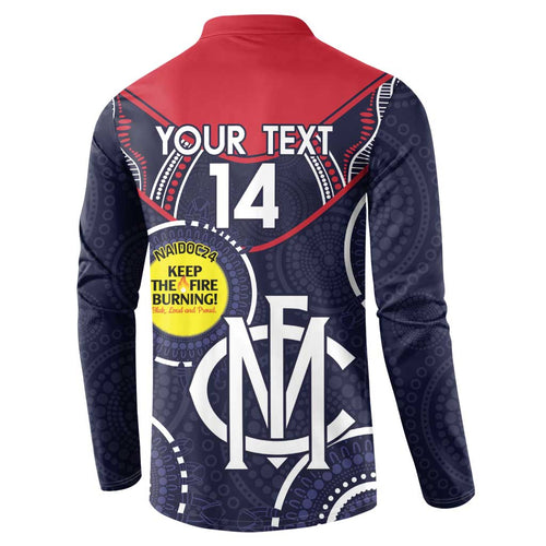 Custom AFL Demons NAIDOC Week Button Sweatshirt Keep The Fire Burning Indigenous Art